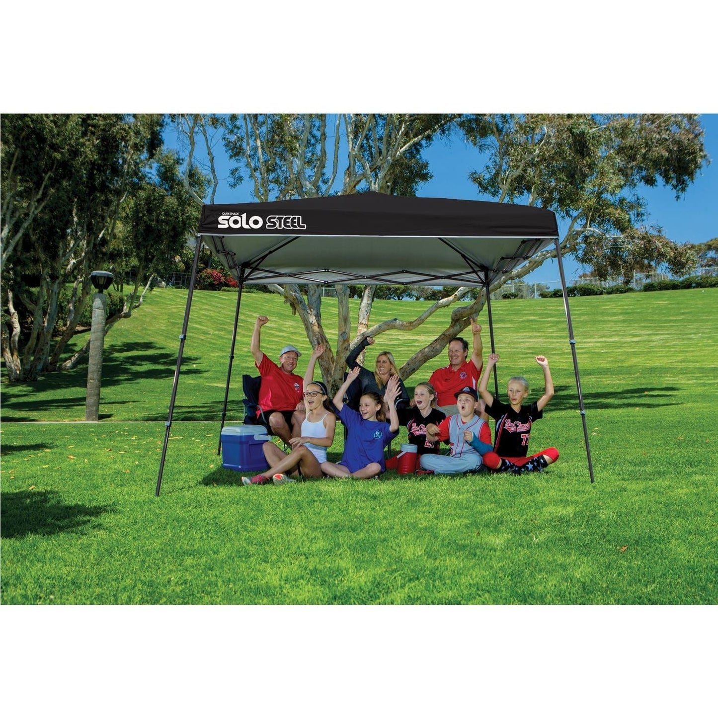 The Fulfiller Pop Up Canopies Quik Shade | Solo Steel 72 11' x 11' Slant Leg Canopy - Black 164296DS