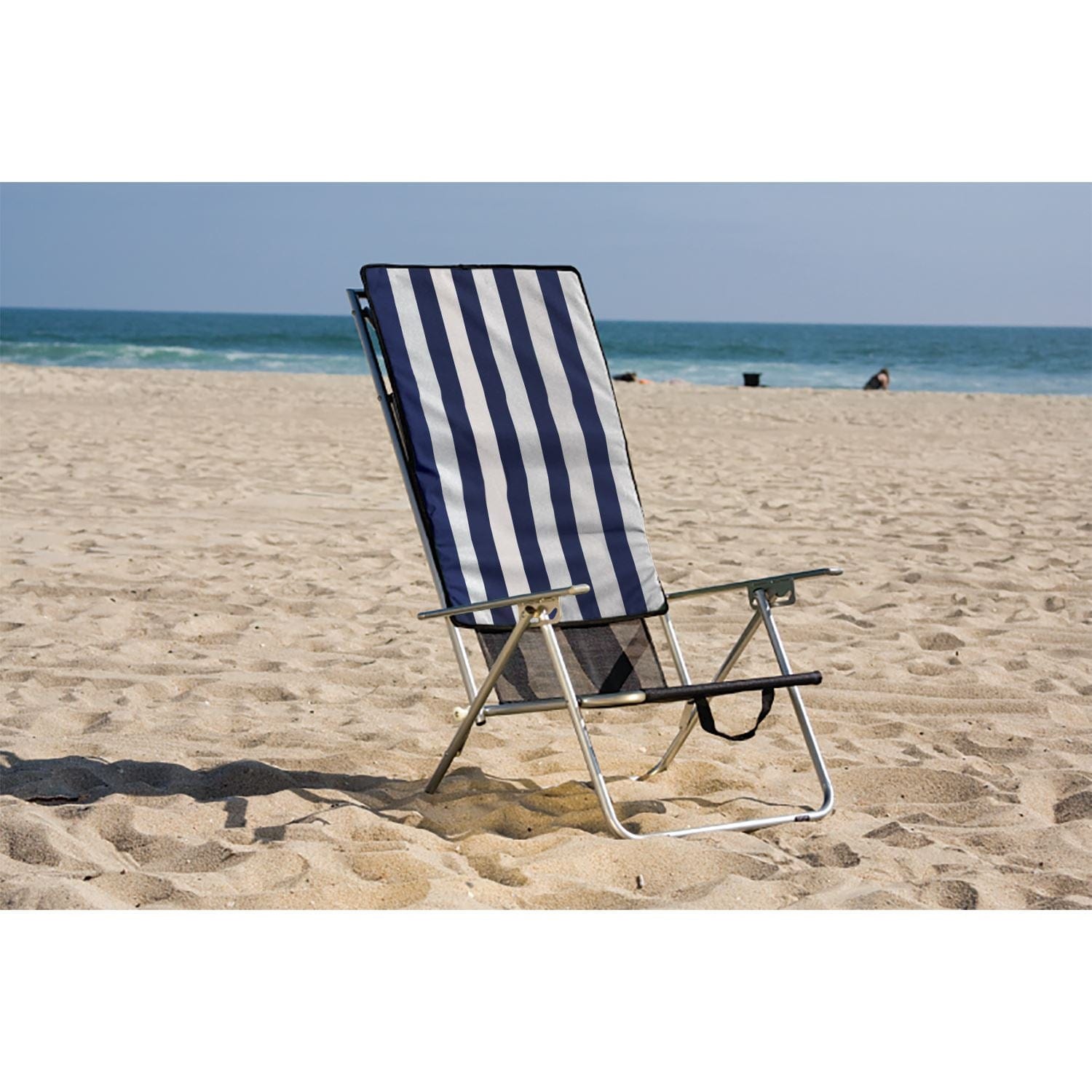 The Fulfiller Portable Chairs Quik Chair | Beach Recliner Shade Folding Chair - Navy/White 142038DS