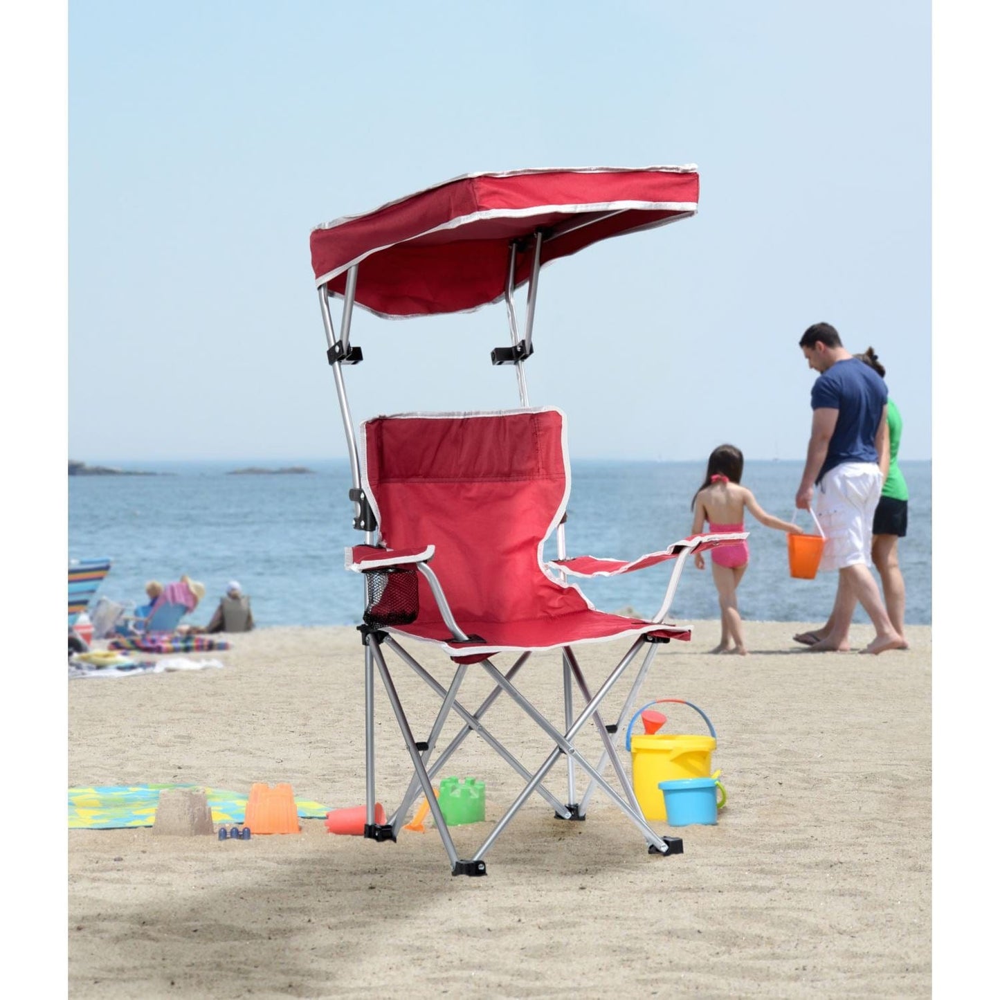 The Fulfiller Portable Chairs Quik Shade | Kids Shade Folding Chair - Red/Silver 167611DS